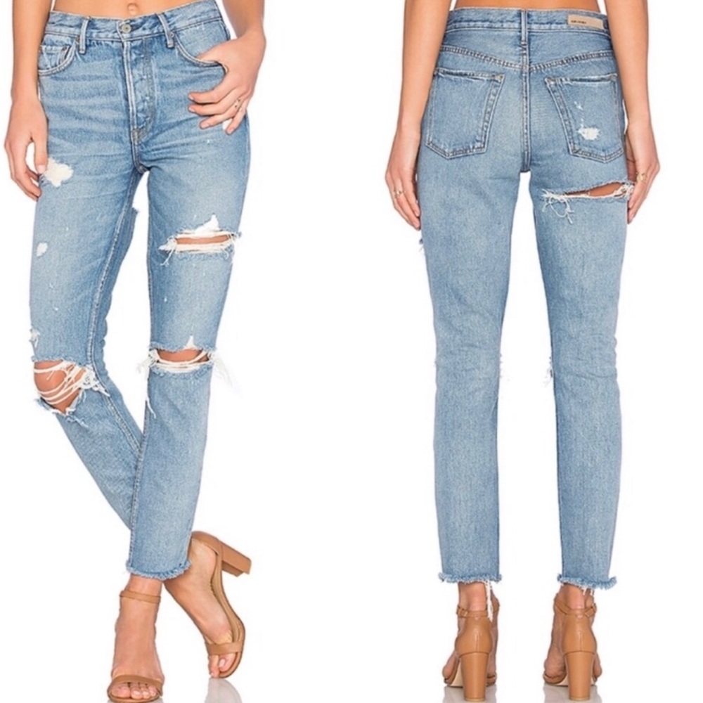 GRLFRND Karolina High-Rise Jeans with Butt Slit